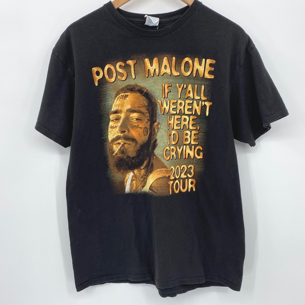 Post Malone If Y'all Weren't Here I'd Be Crying 2023 Tour‎ Black T-Shirt Large